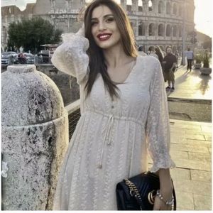 ZARA CREAM BOHEMIAN MAXI DRESS